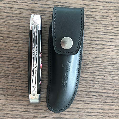 Laguiole en Aubrac Genuine Black Leather Sheath/Case/Pouch/Protector For Folding Knife