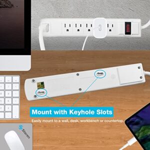 Power Strip with 3.5 Ft Cord, Powerstrip STEREN Surge Protector with 6 AC 90 Degree Spacious Outlets, 3.5 Ft Extension Cord for Home Office, Dorm Essentials 150 Joules, cUL Listed White