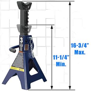 TCE 3 Ton (6,000 LBs) Capacity Double Locking Steel Jack Stands, 2 Pack, Blue, AT43002AU