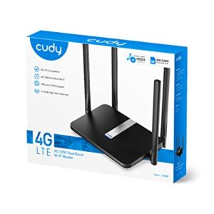 Cudy New AC1200 Dual Band Unlocked 4G LTE Modem Router with SIM Card Slot, 1200Mbps Mesh WiFi, EC25-AFX Qualcomm Chipset, 5dBi High Gain Antennas, DDNS, VPN, Cloudflare, LT500