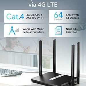 Cudy New AC1200 Dual Band Unlocked 4G LTE Modem Router with SIM Card Slot, 1200Mbps Mesh WiFi, EC25-AFX Qualcomm Chipset, 5dBi High Gain Antennas, DDNS, VPN, Cloudflare, LT500