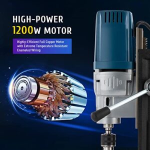ZELCAN 1200W Electric Magnetic Drill Press with 0.9 inch Boring Diameter, Portable Heavy Duty Power Mag Drill 2900lb Force Electromagnet Industrial Drilling Machine for Metal Surface Home Improvement