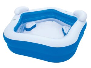 inflatable pool with 2 seats,headrest cup holder family paddling pool swimming pool bath tub for kids toddlers adults