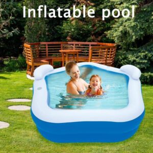 Inflatable Pool with 2 Seats,Headrest Cup Holder Family Paddling Pool Swimming Pool Bath Tub for Kids Toddlers Adults