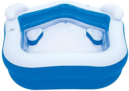 Inflatable Pool with 2 Seats,Headrest Cup Holder Family Paddling Pool Swimming Pool Bath Tub for Kids Toddlers Adults