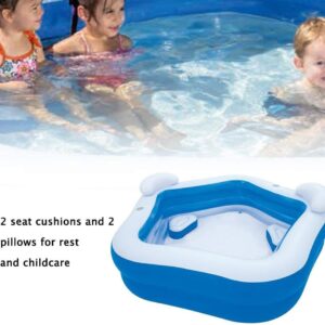 Inflatable Pool with 2 Seats,Headrest Cup Holder Family Paddling Pool Swimming Pool Bath Tub for Kids Toddlers Adults