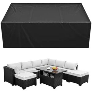 icover patio furniture cover, 138"x76" rectangular/oval patio table cover, easy on/off, waterproof dustproof cover for outdoor dining table set, sectional sofa set