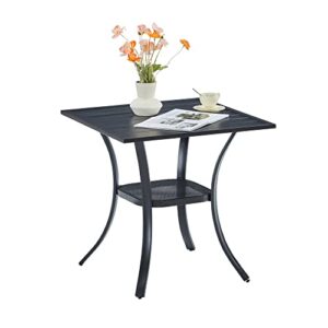 vicllax patio dining table outdoor metal square table with storage shelf