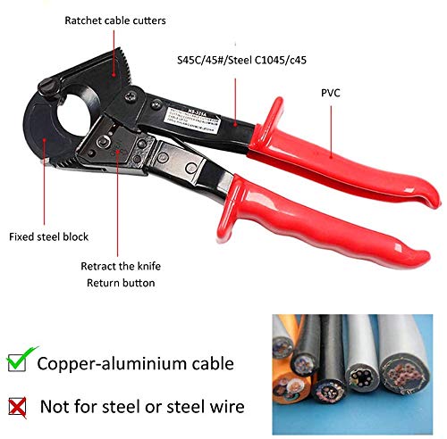 Cable Cutter,Heavy Duty Aluminum Copper Ratchet Cable Cutter, (240mm²)