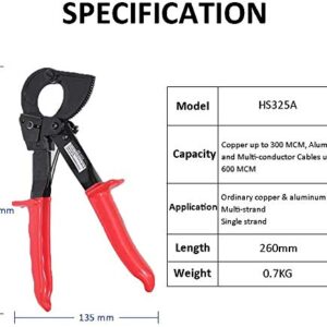 Cable Cutter,Heavy Duty Aluminum Copper Ratchet Cable Cutter, (240mm²)