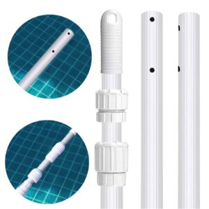 upgraded professional 16 foot swimming pool pole telescopic aluminum, 1.28mm thicken fits pool net skimmer rake vacuum head brush cleaning heavy duty, adjustable 3 section from 6 to 16ft extension