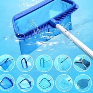 Upgraded Professional 16 Foot Swimming Pool Pole Telescopic Aluminum, 1.28mm Thicken Fits Pool Net Skimmer Rake Vacuum Head Brush Cleaning Heavy Duty, Adjustable 3 Section from 6 to 16ft Extension