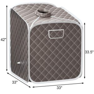 Giantex Portable Steam Sauna Spa 2L Folding Private Sauna Tent W/Chair Foot, Massage Roller, Absorbent Pad,9 Adjustable Temperature Levels for Stress Fatigue 33 x 33x 42 Inch (Gray)