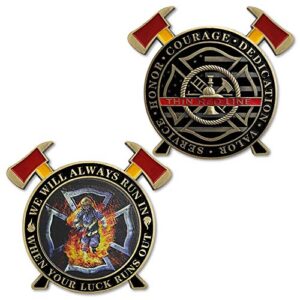 firefighter challenge coin thin red line fire department coin