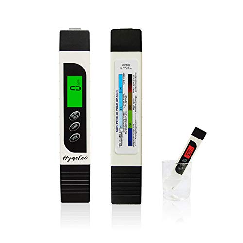 HYQELEO TDS Meter Digital Water Tester,TDS EC & Temperature Meter 3 in 1, Ideal PPM Meter for Drinking Water,RO System Aquariums Swimming Pool and More, 0-9990 ppm meter