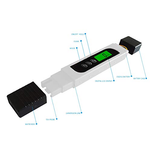 HYQELEO TDS Meter Digital Water Tester,TDS EC & Temperature Meter 3 in 1, Ideal PPM Meter for Drinking Water,RO System Aquariums Swimming Pool and More, 0-9990 ppm meter