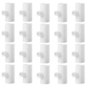 pack of 20 chicken waterer pvc tee fittings- fully automatic for threaded poultry nipples chicken water drinker and feeder cups, white