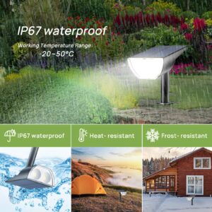 Linkind StarRayS 12 LEDs Landscape Solar Spotlights, Solar Powered Dusk-to-Dawn Outdoor Garden Lights, 350LM 3000K Warm White, IP67 Waterproof for Garden Yard Patio Driveway Porch, 6-Pack