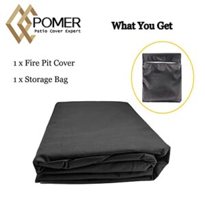 POMER Fire Pit Cover, Rectangular 42inch Firepit Cover for Outdoor Fireplace Waterproof Propane Fire Table Cover - 42x24x24inch