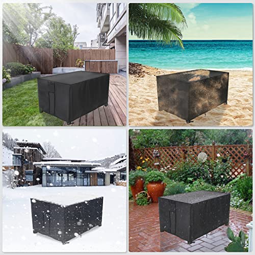 POMER Fire Pit Cover, Rectangular 42inch Firepit Cover for Outdoor Fireplace Waterproof Propane Fire Table Cover - 42x24x24inch