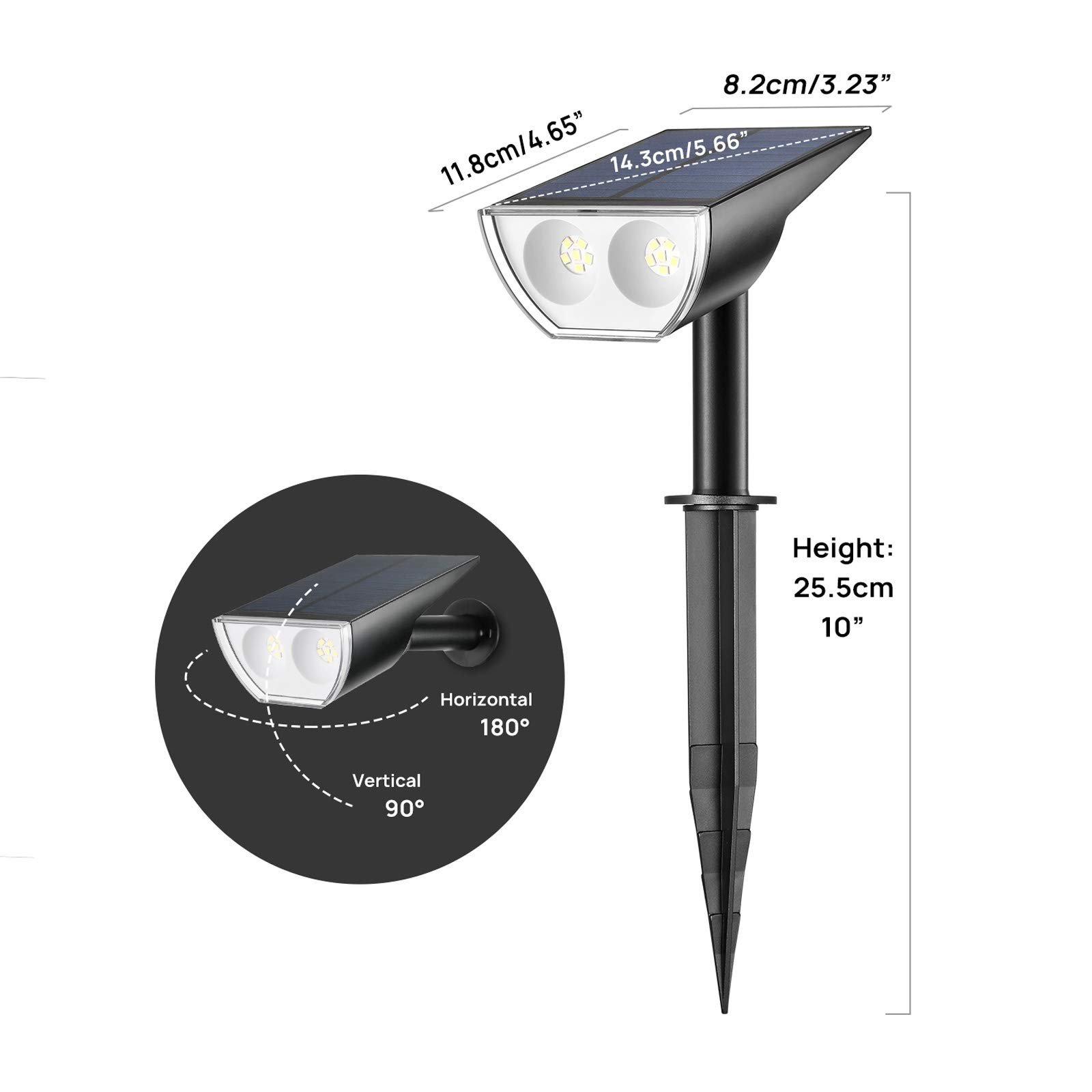 Linkind StarRayS 12 LEDs Landscape Solar Spotlights, Solar Powered Dusk-to-Dawn Outdoor Garden Lights, 350LM 3000K Warm White, IP67 Waterproof for Garden Yard Patio Driveway Porch, 6-Pack