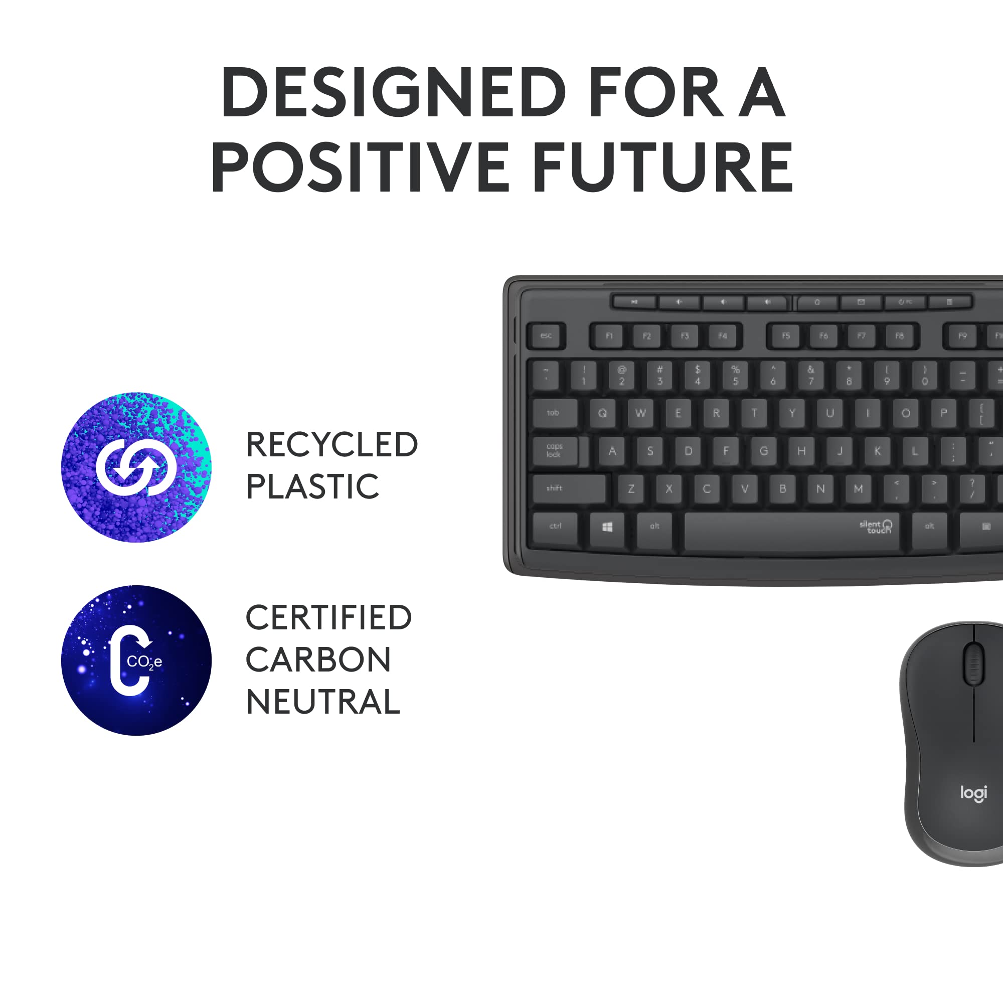 Logitech MK295 Wireless Mouse & Keyboard Combo with SilentTouch Technology, Full Numpad, Advanced Optical Tracking, Lag-Free Wireless, 90% Less Noise - Graphite