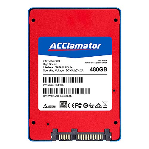 Acclamator SSD 480GB 2.5 Inch Internal SSD SATA3 6Gb/s Solid State Drive for Laptop Desktop PC R/W Speed up to 540/490MB/s