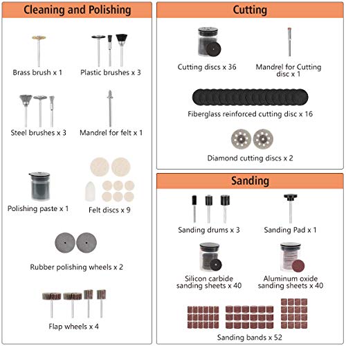 Rotary Tool Accessories Kit, Butizone 276 PCS Accessories, Easy for Polishing, Sanding, Cutting, Drilling, Engraving, Sharping, with Storage Case, Universal for 1/8" Diameter Shanks