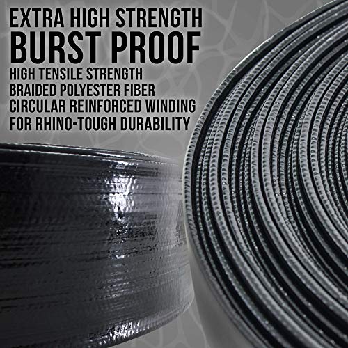 U.S. Pool Supply Black Rhino 1-1/2" x 50' Pool Backwash Hose with Hose Clamp - Extra Heavy Duty Superior Strength, Thick 1.2mm (47mils) - Weather Burst Resistant - Drain Clean Swimming Pools & Filters