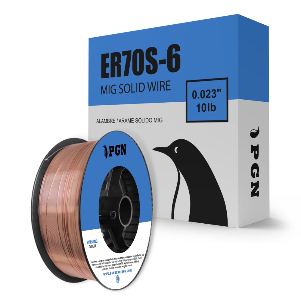 PGN Solid MIG Welding Wire - ER70S-6-0.023 Inch - 10 Pound Spool - Mild Steel MIG Wire with Low Splatter and High Levels of Deoxidizers - For All Position Gas Welding