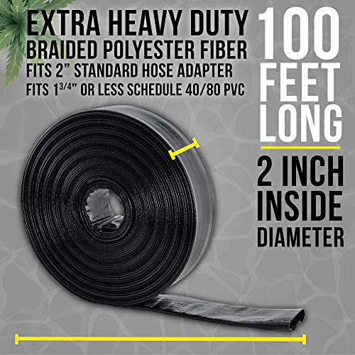 U.S. Pool Supply Black Rhino 2" x 100' Pool Backwash Hose with Hose Clamp - Extra Heavy Duty Superior Strength, Thick 1.2mm (47 mils) - Weather Burst Resistant - Drain Clean Swimming Pools and Filters
