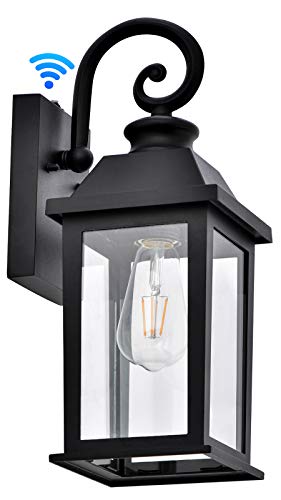 Outdoor Wall Light Dusk to Dawn Sensor Porch Light Exterior Wall Sconce Waterproof Matte Black Wall Lantern Outdoor Light Fixture Wall Mount Outdoor Light for House (Bulb Not Included)