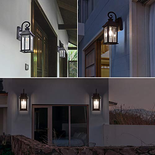 Outdoor Wall Light Dusk to Dawn Sensor Porch Light Exterior Wall Sconce Waterproof Matte Black Wall Lantern Outdoor Light Fixture Wall Mount Outdoor Light for House (Bulb Not Included)