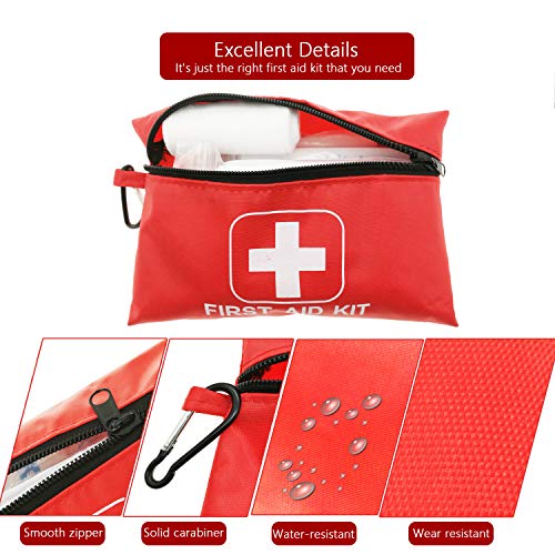 Small First Aid Kit - 105 Pieces Emergency Survival Supplies Aid Kits for Car, Home, School, Office, Sports, Traveling, Hiking, Camping, Exploring, Hunting