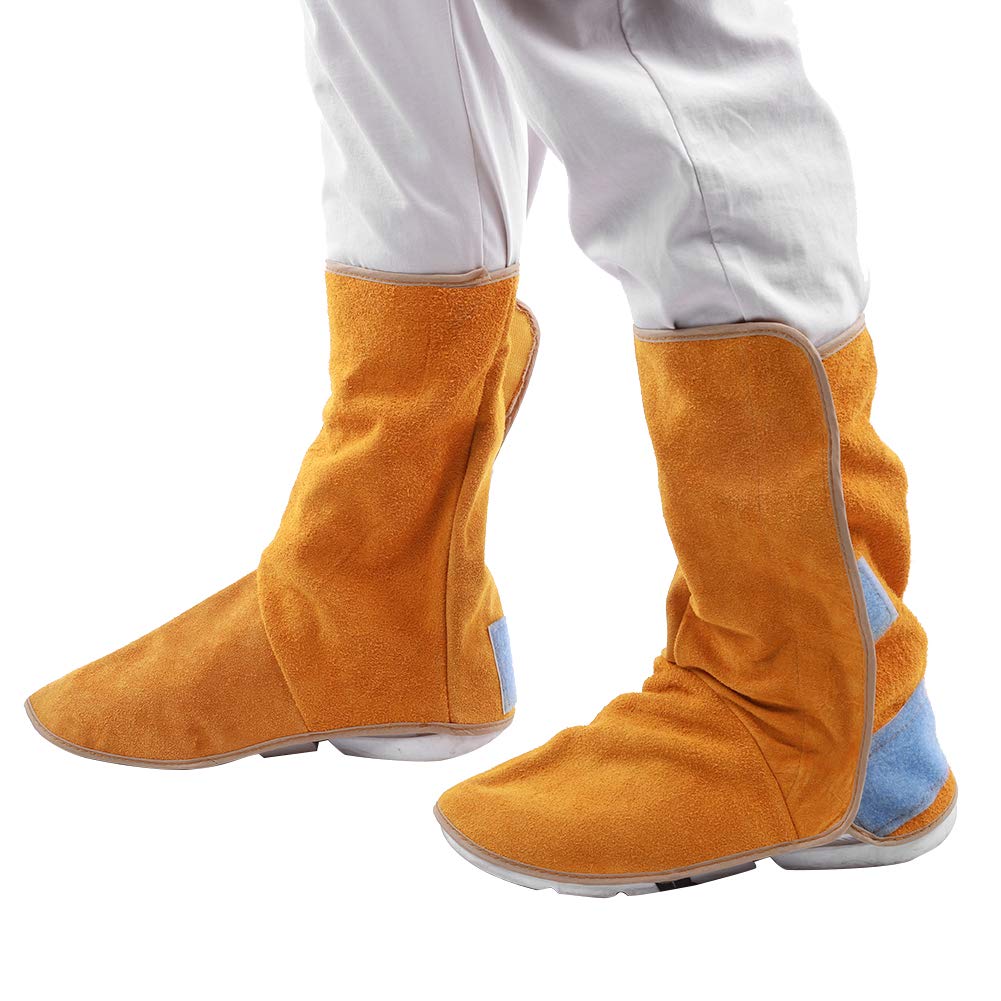 1Pair Cowhide Heat Resistant Flame-Retardant Welding Boot Cover Shoes Feet Cover Welder Leg Foot Safety Protection