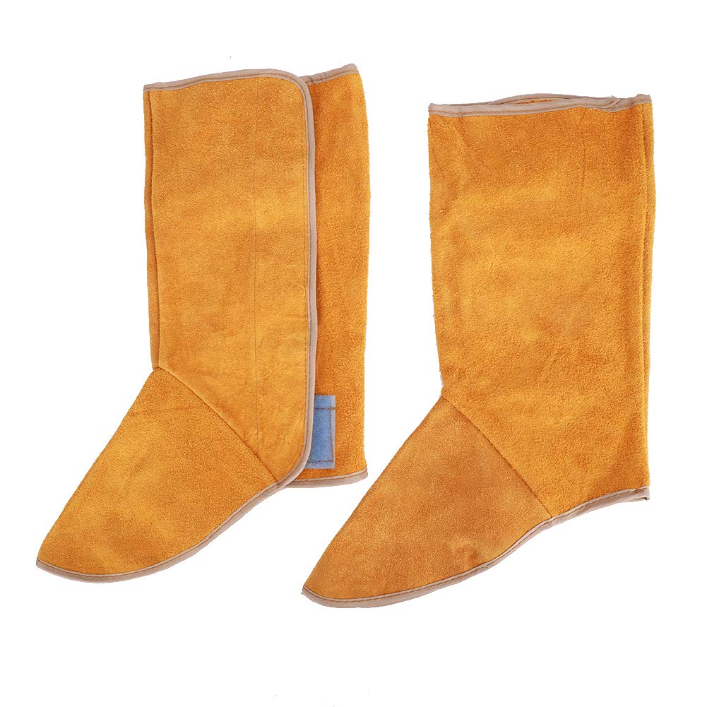 1Pair Cowhide Heat Resistant Flame-Retardant Welding Boot Cover Shoes Feet Cover Welder Leg Foot Safety Protection