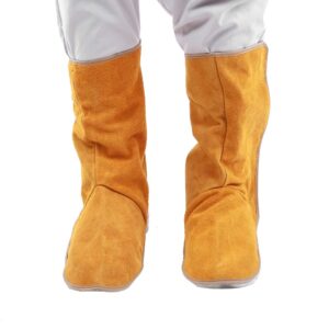 1Pair Cowhide Heat Resistant Flame-Retardant Welding Boot Cover Shoes Feet Cover Welder Leg Foot Safety Protection