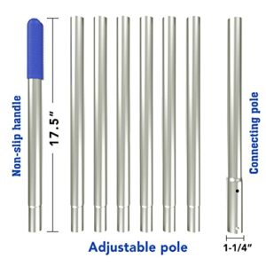 POOLWHALE 10.5 Foot Premium Aluminum Telescopic Swimming Pool Pole, Special Stripes Texture Strong Grip, Adjustable 8 Pieces 1.0 mm Expandable Step-Up, for Skimmer Nets, Vacuum Heads and Brushes