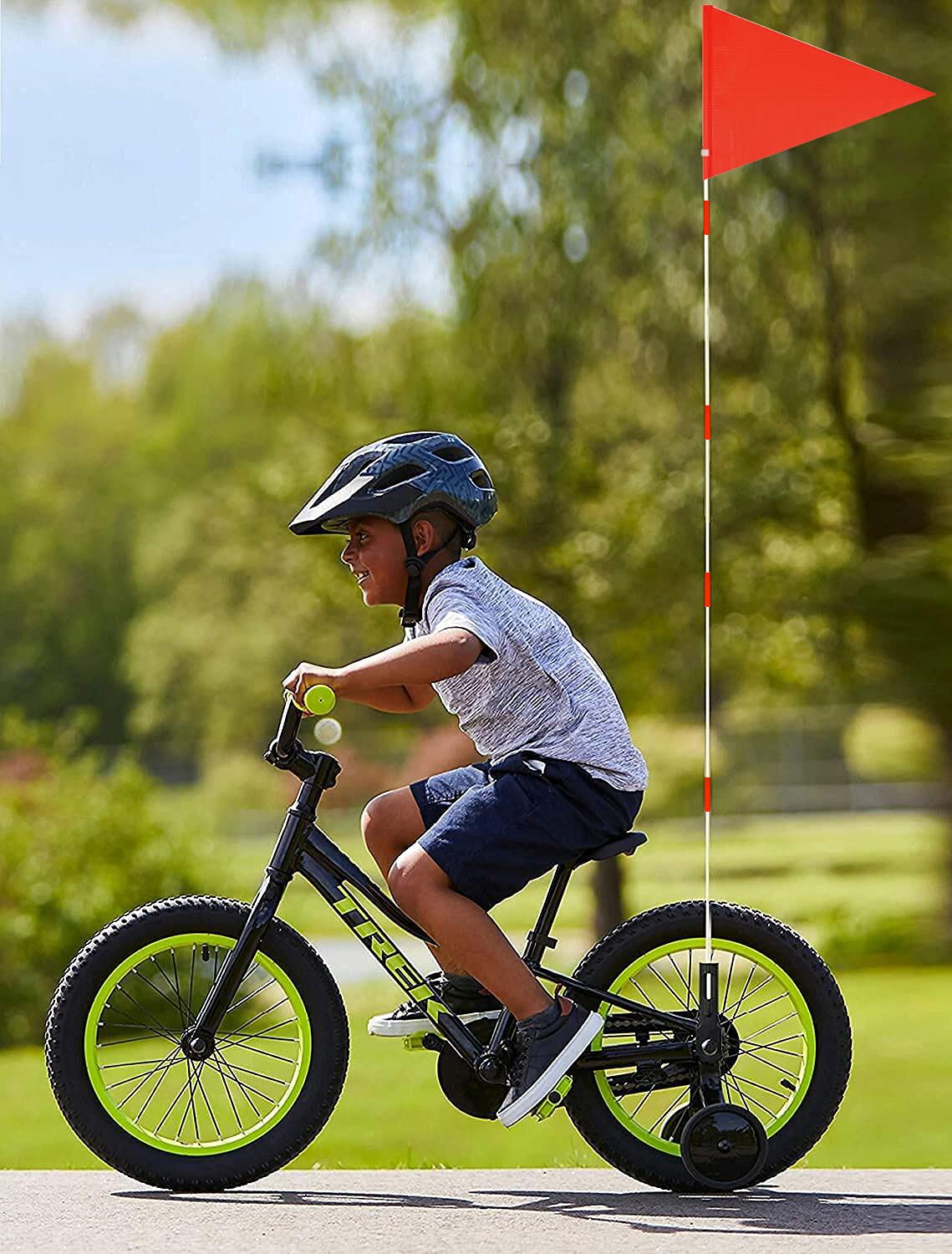 Uelfbaby Upgraded Bike Flags with Pole, 6 ft High Visibility Orange Fags with heavy Duty Fiberglass Flag Pole