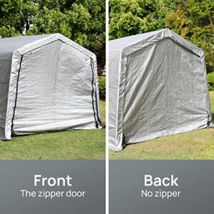 walnest Auto Storage Shelter Car Garage Steel Heavy Duty Carport Canopy Metal Frame Tent Waterproof (10×10×8ft, Gray)