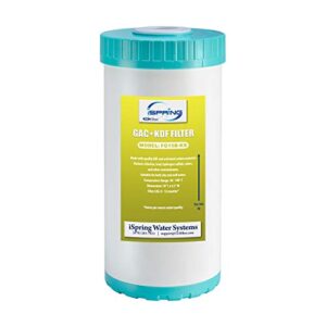 ispring fg15b-ks premium quality super capacity gac and kdf carbon filter replacement cartridge for direct connect under sink water filtration system us21b, 10” x 4.5”
