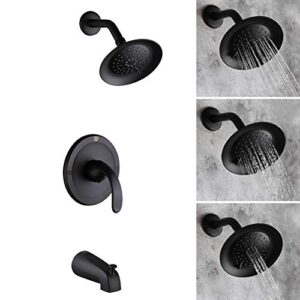 pop sanitarywar shower tub faucet set matte black bathroom rain mixer 6 inch shower head system with tub spout single handle shower fixture with valve and tirm kit