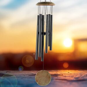wind chimes for outside,epartswide memorial wind chimes 38" wind chimes deep tone with 6 tuned tubes soothing melodic tones sympathy gifts for mom garden decor (black)