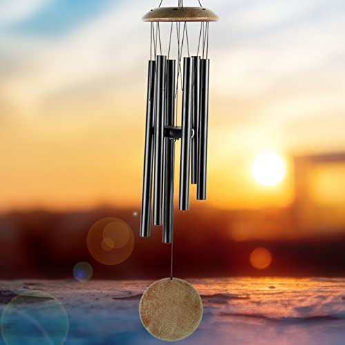 Wind Chimes for Outside,Epartswide Memorial Wind Chimes 38" Wind Chimes Deep Tone with 6 Tuned Tubes Soothing Melodic Tones Sympathy Gifts for Mom Garden Decor (Black)