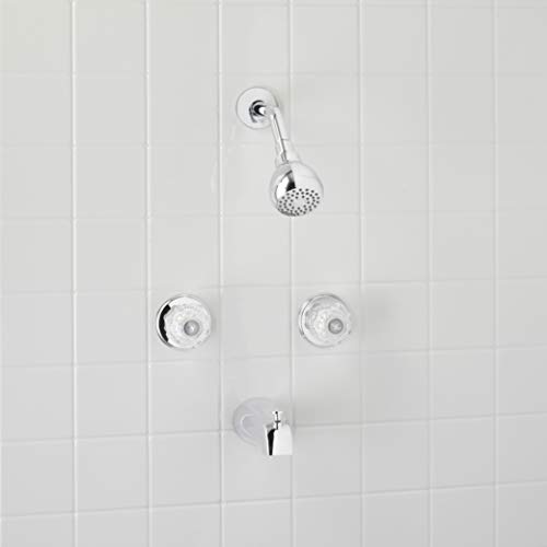 Aqua Vista 10SHO1H-CH-AV Acrylic Knobs Tub and Shower Faucet Trim Kit, Polished Chrome Two Handle