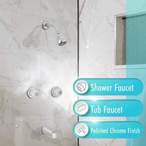 Aqua Vista 10SHO1H-CH-AV Acrylic Knobs Tub and Shower Faucet Trim Kit, Polished Chrome Two Handle