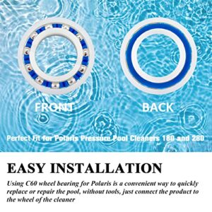 Funmit [10 Pack] C60 C-60 Ball Bearing Replacement for Pool Cleaner Wheels, Perfectly Compatible with Polaris Pressure Pool Cleaners 180 and 280, Smooth Rotation and Sturdy Materials