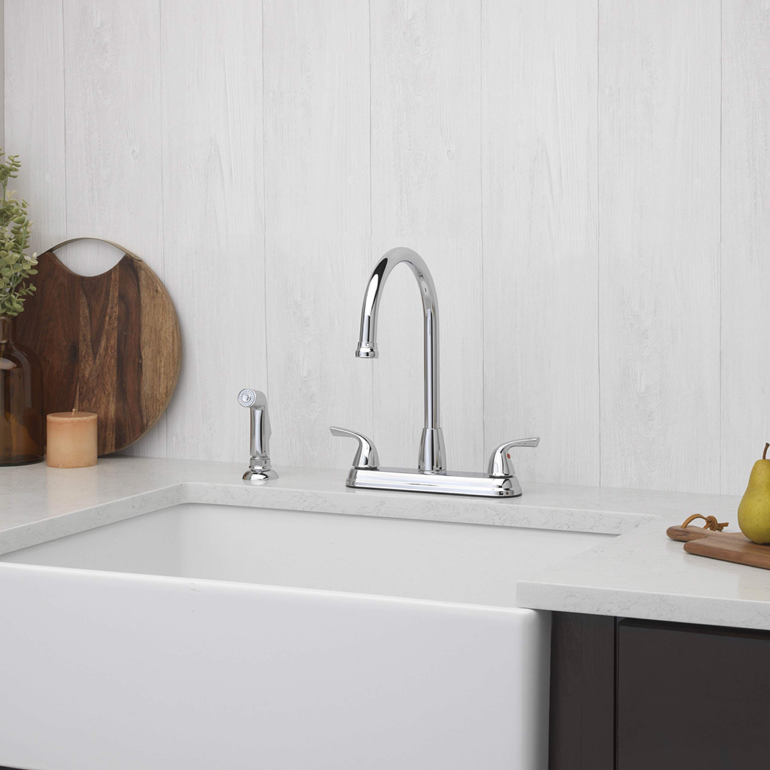 Aqua Vista 21-K822-AVD Kitchen Sink Faucet with Side Spray, Polished Chrome High Arc