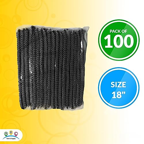 ABC Black Beard Covers for Men 18", 100 Pack of Polypropylene Beard Cover Protector, Beard Guard, Blue Net Protector, Reusable Beard Nets for Men Food Service, Kitchen Beard Hair Net