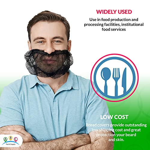 ABC Black Beard Covers for Men 18", 100 Pack of Polypropylene Beard Cover Protector, Beard Guard, Blue Net Protector, Reusable Beard Nets for Men Food Service, Kitchen Beard Hair Net